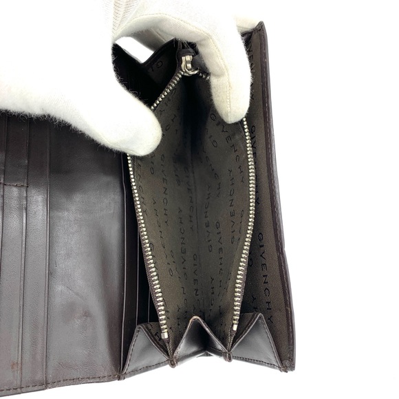 Givenchy Green Brown Fabric Leather Long Wallet - Picture 6 of 12